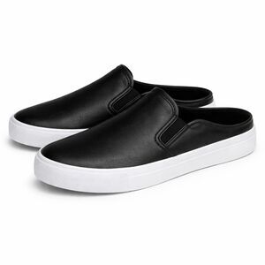 SODA BLACK FAUX LEATHER CASUAL CLASSIC BACKLESS SLIP ON FASHION SNEAKER SIZE 8.5